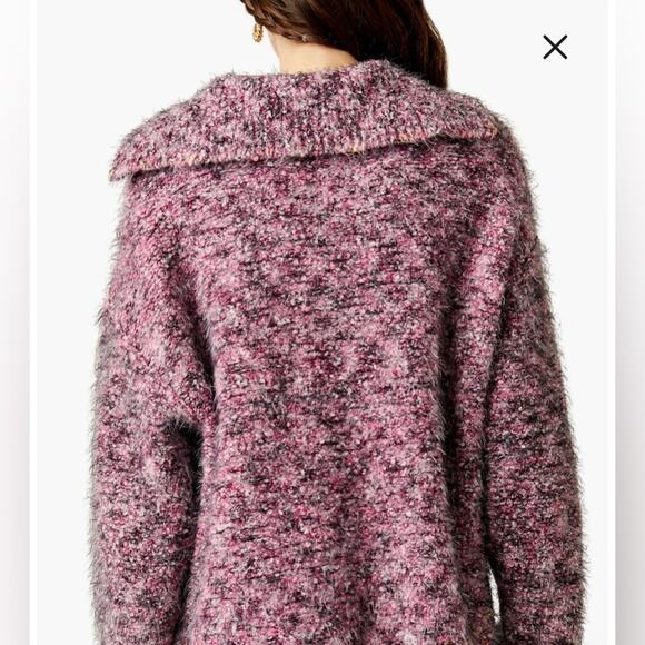 Free People Stellar Knit Pullover Sweater Pink Boucle Collared Button Size Small - Picture 9 of 13